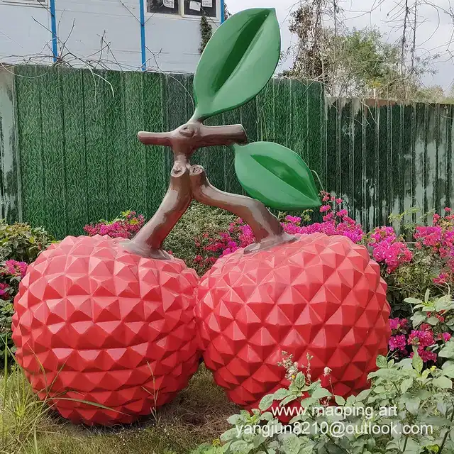 Outdoor Square Park Playground Museum Architecture Landscape Artwork Stainless Steel Litchi Sculpture from the side