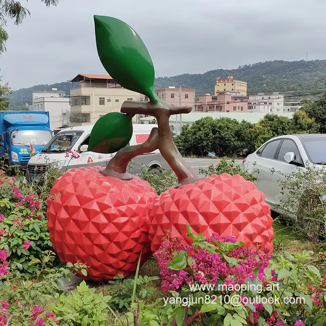 Outdoor Square Park Playground Museum Architecture Landscape Artwork Stainless Steel Litchi Sculpture in close view