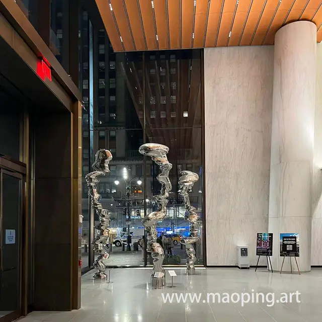 Outdoor Square Park Playground Museum Architecture Landscape Artwork Stainless Steel Stone Column Sculpture