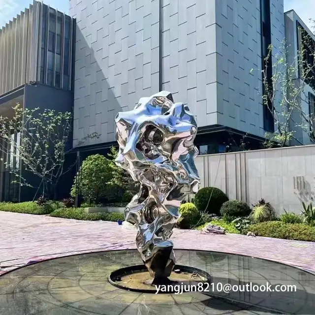 Outdoor square park subway hospital library airport stainless steel Taihu stone sculpture