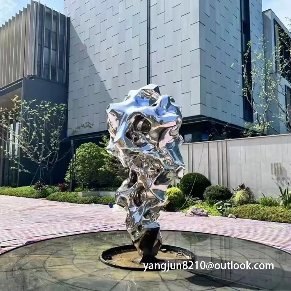 Outdoor square park subway hospital library airport stainless steel Taihu stone sculpture
