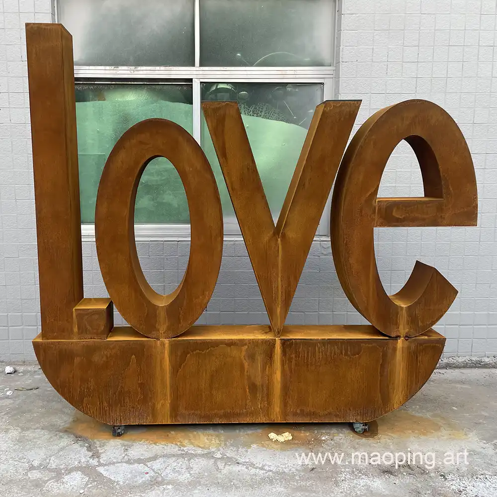 Outdoor square urban decoration sculpture metal corten steel “LOVE” sculpture