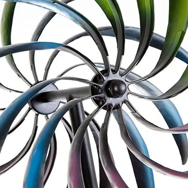 Outdoor Stainless Steel Rainbow Kinetic Wind Spinner Sculpture seen from another angle