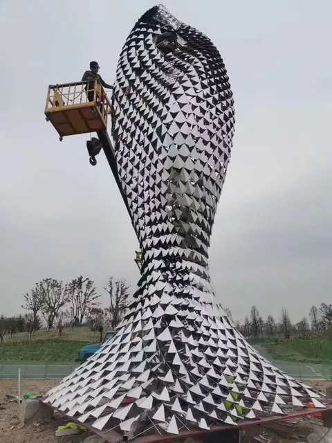 Gear hemisphere stainless steel sculpture