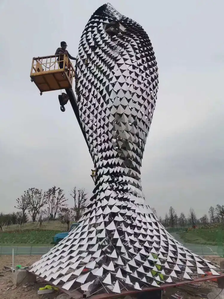 Gear hemisphere stainless steel sculpture