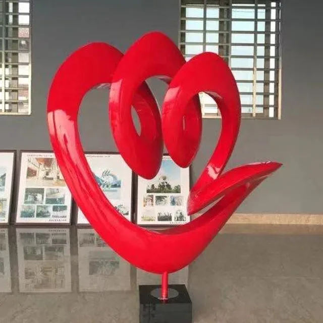 Outside Infinite Design Red Color Painted Metal Sculptures