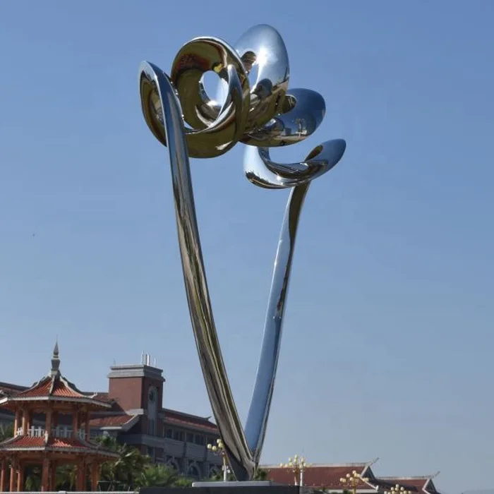 Large outdoor Outside Infinite Design Red Color Painted Metal Sculptures