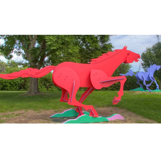 Painted Stainless Steel Life Size Metal Horse Sculpture