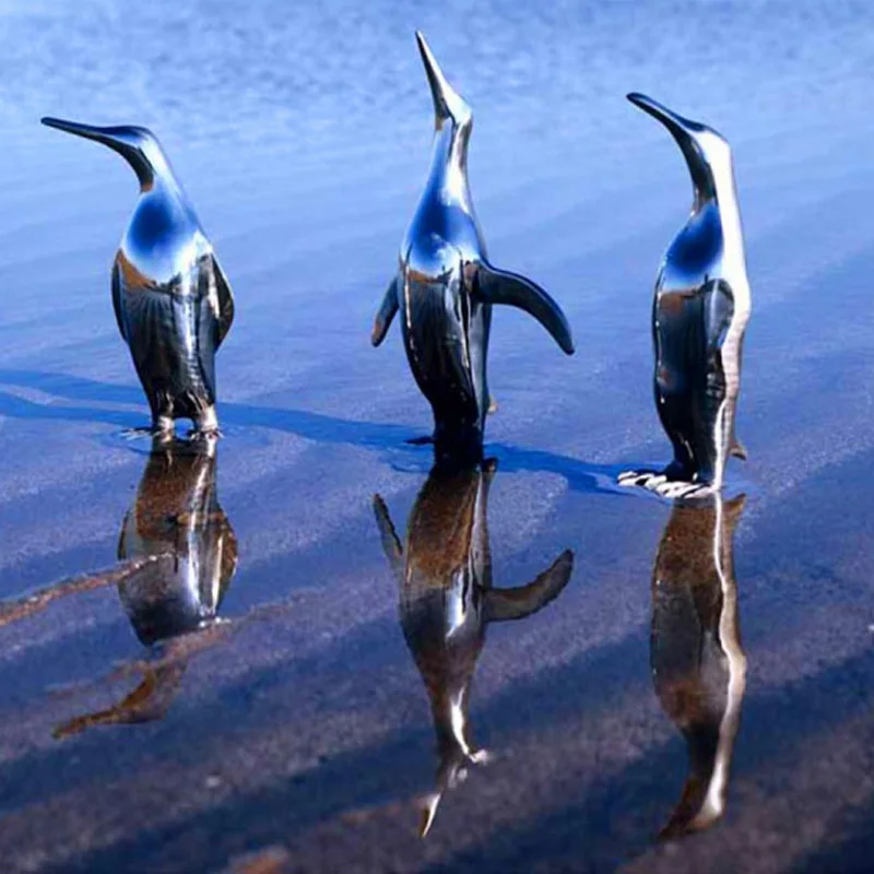 Penguin Animal Stainless Steel Sculpture Home Decoration