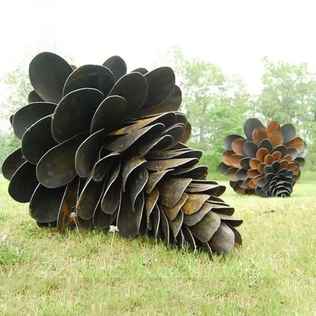 Pine Cone Corten Steel Pine Nut Modern Art Large Outdoor Sculpture seen from another angle