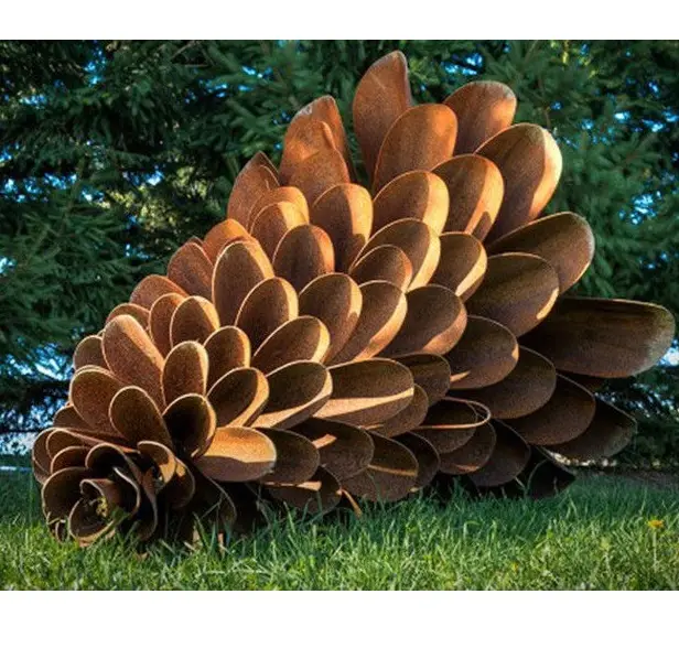 Pine Cone Corten Steel Pine Nut Modern Art Large Outdoor Sculpture