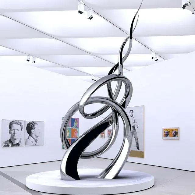 Curving mirror sculpture is innovative seen from another angle