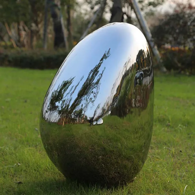 Large stainless steel sculpture—Meteorite in close view