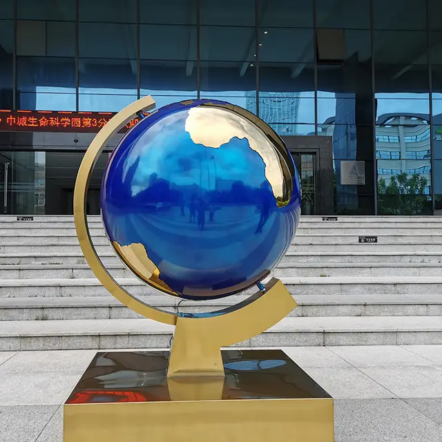 Rotating outdoor garden Courtyard Stainless steel globe sculpture