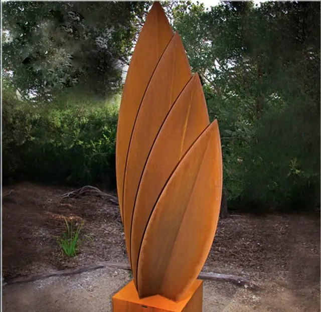 Rusty Metal Garden Art Corten Steel Leaf Sculpture