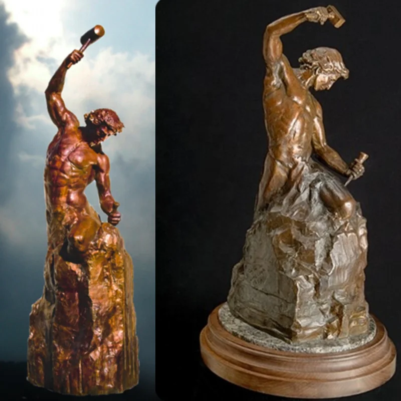Self Made Abstract Running Man Bronze Sculpture