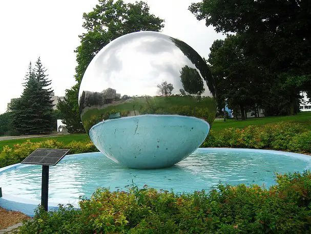 Modern Stainless Steel Large Outdoor Metal Globe Sculpture in close view
