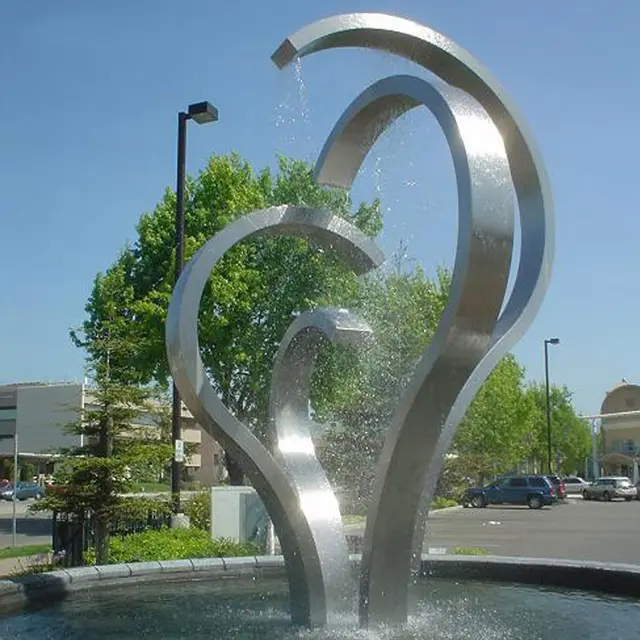 Polished Modern Garden Stainless Steel Waterfall seen from another angle