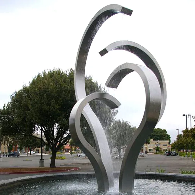 Square Decoration Large Stainless Steel Fountain