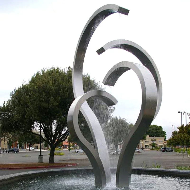 Square Decoration Large Stainless Steel Fountain