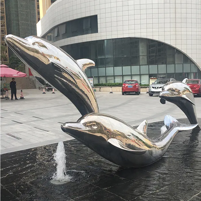 Stainless Steel Animal Life Size Dolphin Sculpture