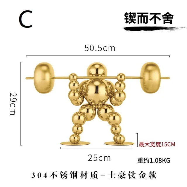 Gold stainless steel home decor showpiece home decoration pieces from the side