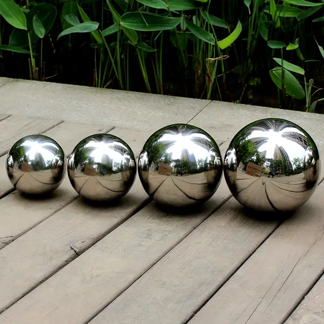 Large solid metal sphere of 304 stainless steel balls from factory from the side