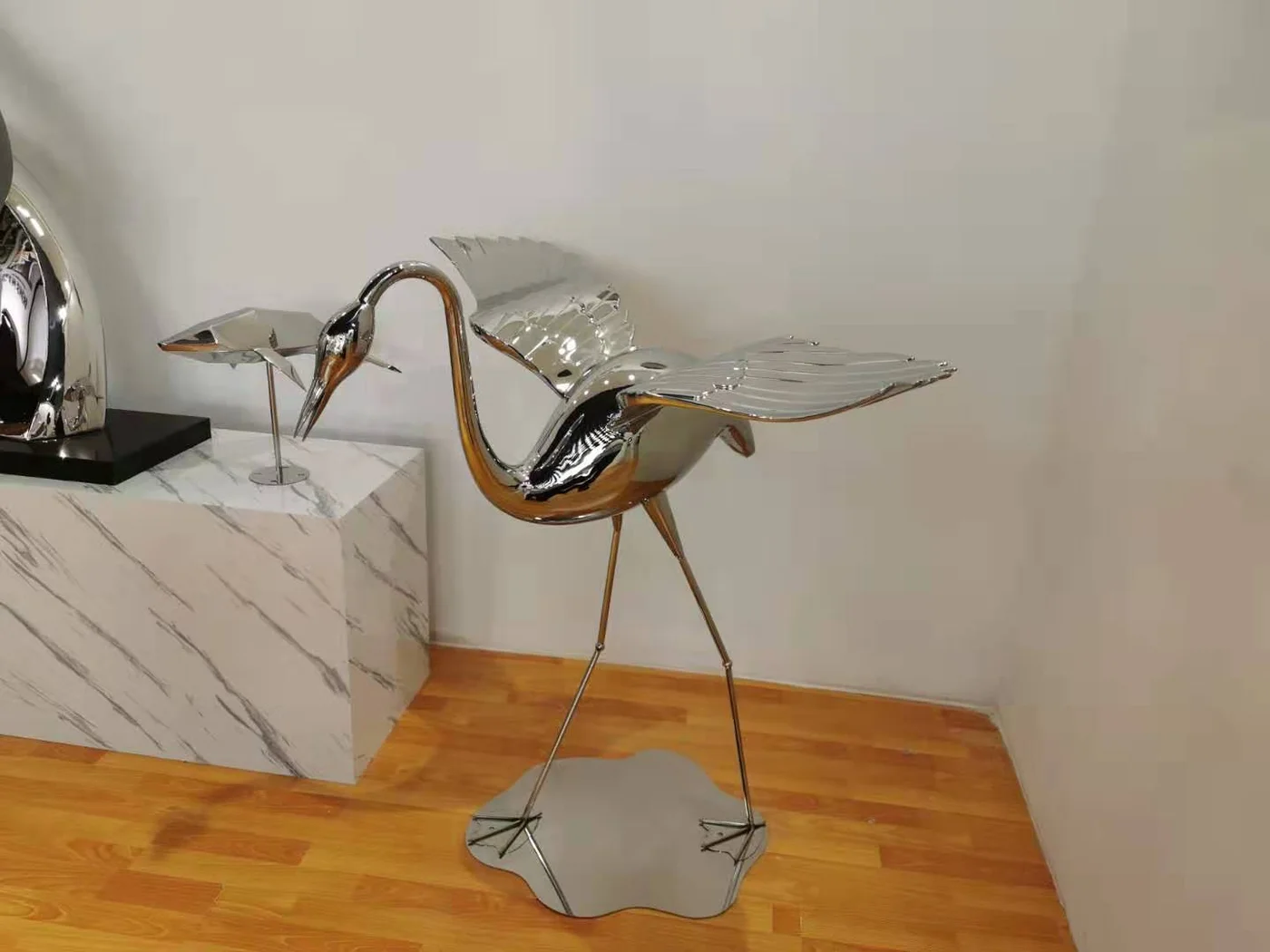 Stainless steel sphere Large stainless steel sculpture—Crane