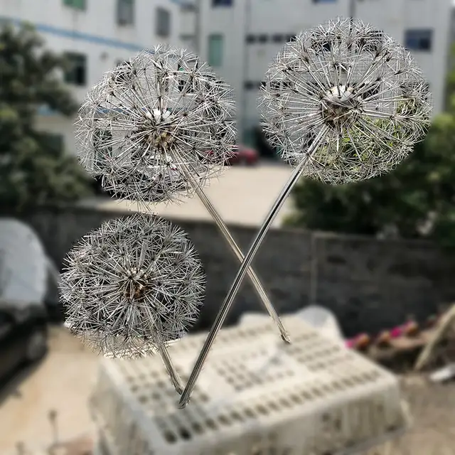 Large Outdoor Abstract Stainless Steel sphere Sculpture stainless steel art sculptures—Dandelion seen from another angle