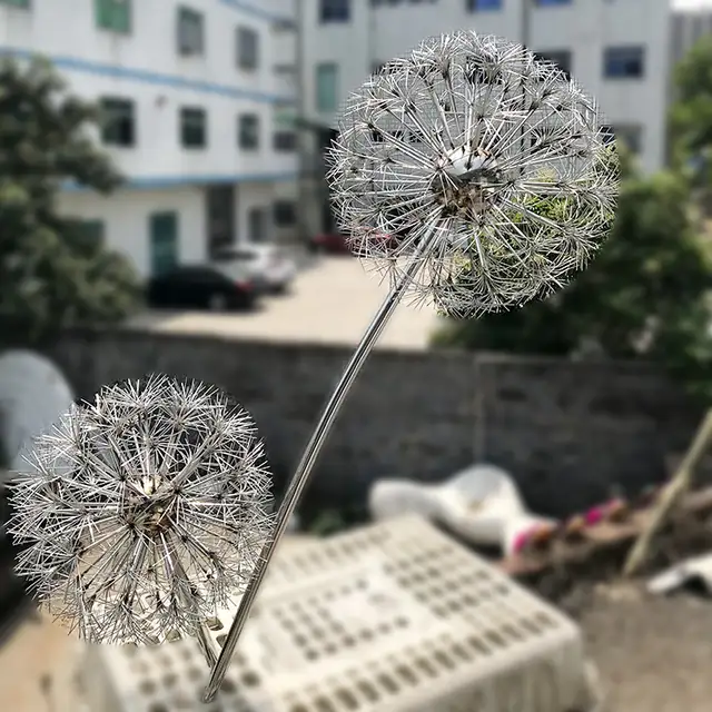 Large Outdoor Abstract Stainless Steel sphere Sculpture stainless steel art sculptures—Dandelion in close view