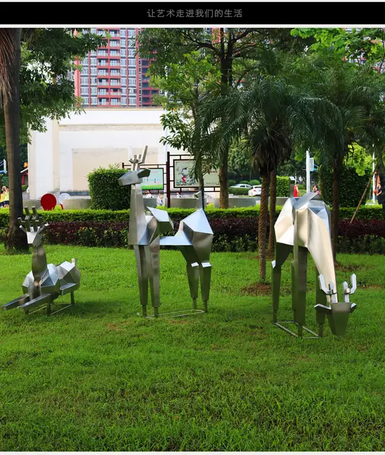 Modern Metal Art Stainless Steel Deer Sculpture