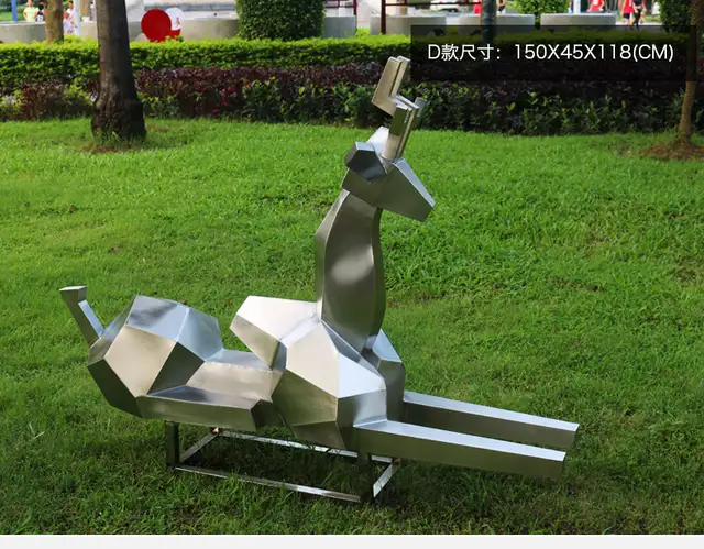 Modern Metal Art Stainless Steel Deer Sculpture from the side