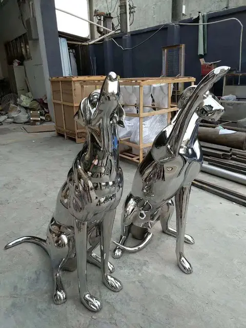 Outdoor Mirror Polished Stainless Steel Sculpture seen from another angle