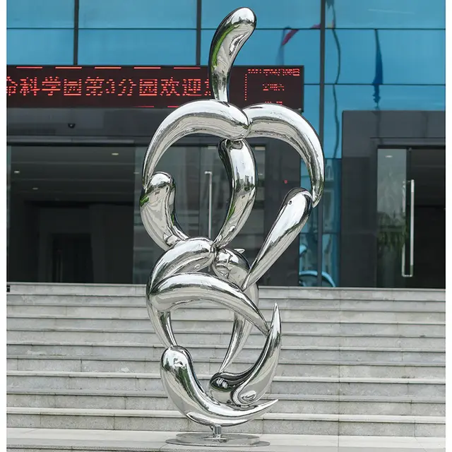 Outdoor Garden Square Stainless steel fish sculpture