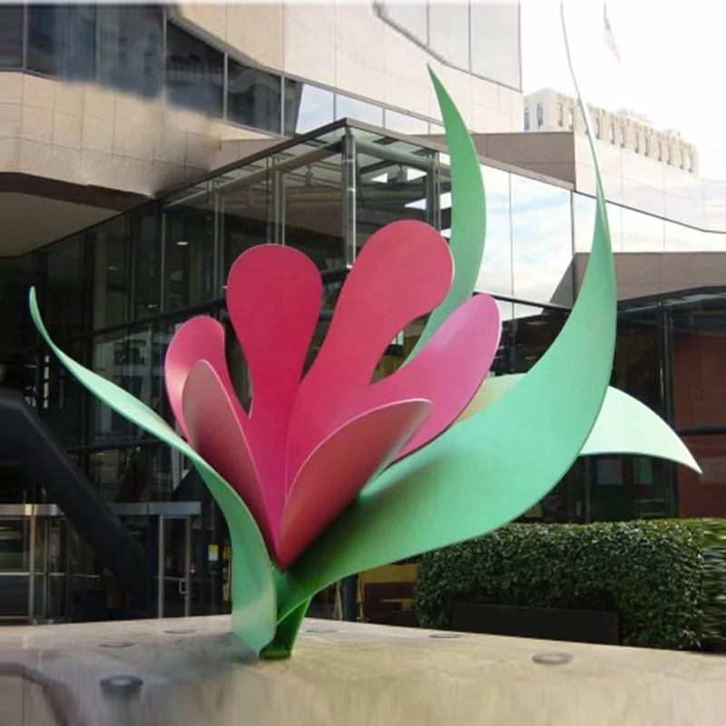 Stainless Steel Flower Sculpture Modern Metal Outdoor Sculpture