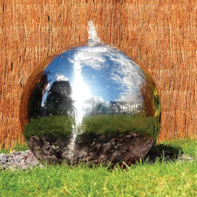 European style decoration stainless steel ball water fountain outdoor garden hollow ball fountain