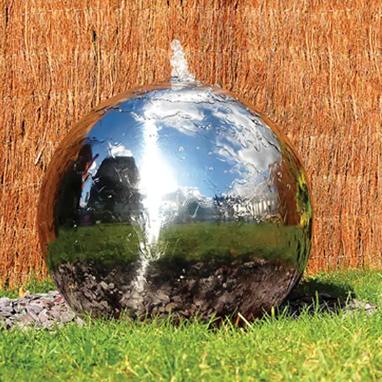 European style decoration stainless steel ball water fountain outdoor garden hollow ball fountain