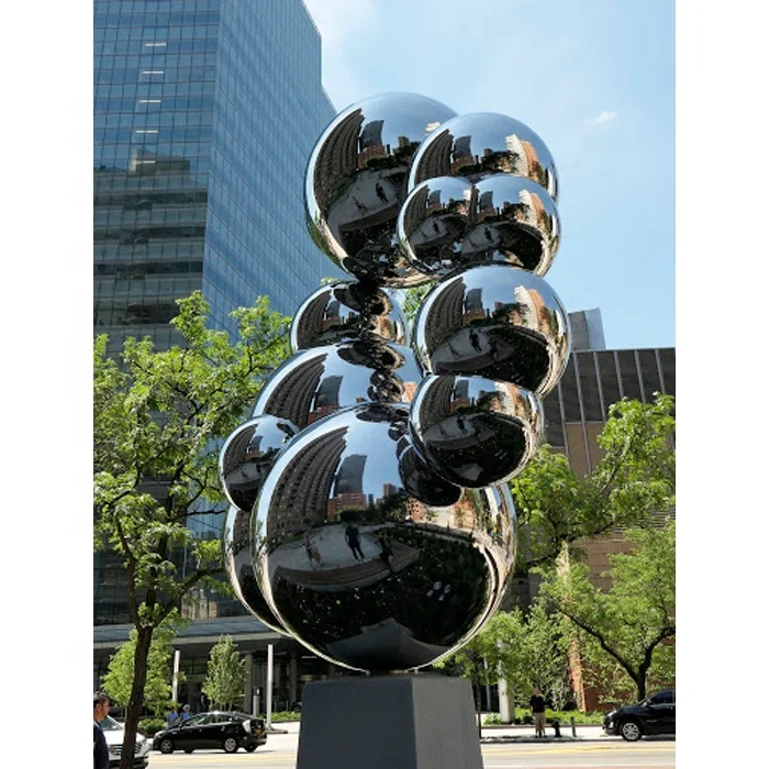 Stainless Steel High Polished Large Garden Ball Sculpture for Urban