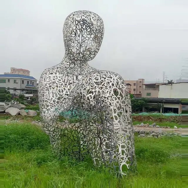 Stainless Steel Hollow Design Abstract Woman Sculpture