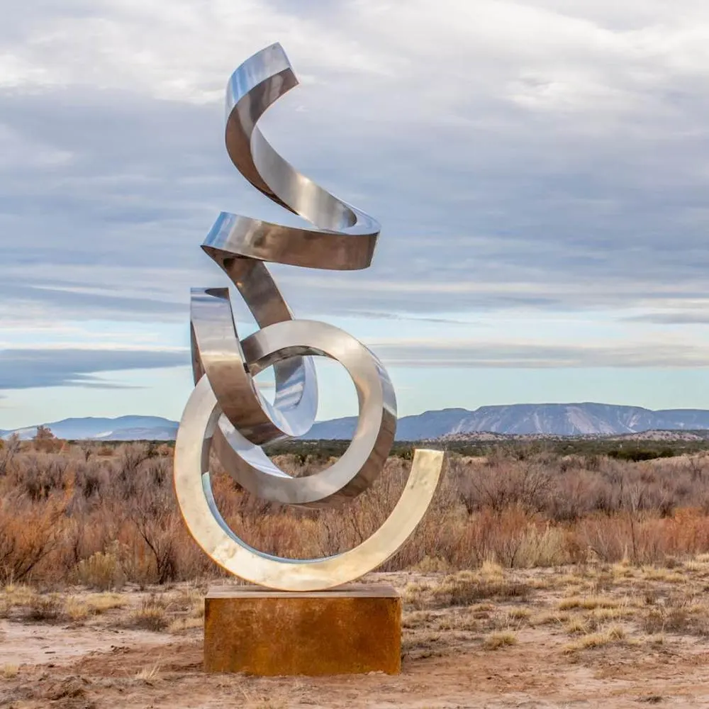 Large stainless steel modern garden sculpture
