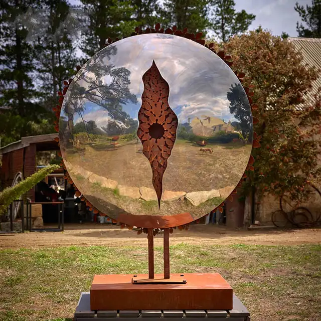 Stainless Steel Metal Garden Ball Sculpture seen from another angle