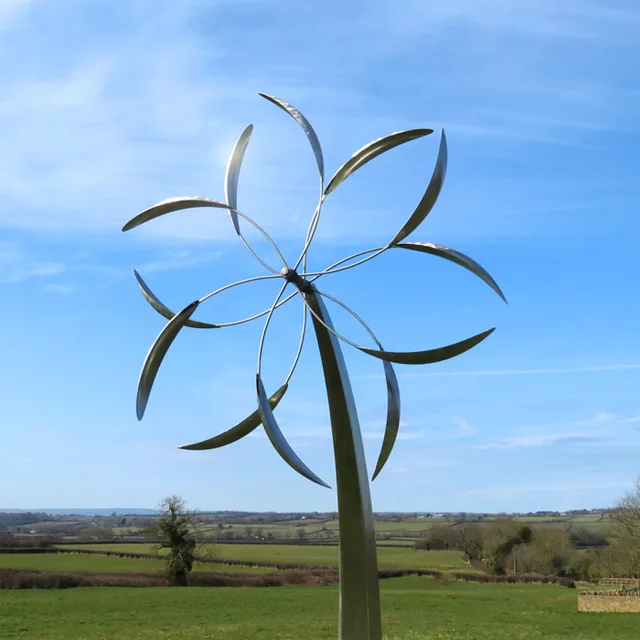 Stainless Steel Modern Outdoor Kinetic Wind Sculpture seen from another angle
