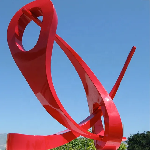 Stainless Steel Outdoor Metal Abstract Red Sculpture