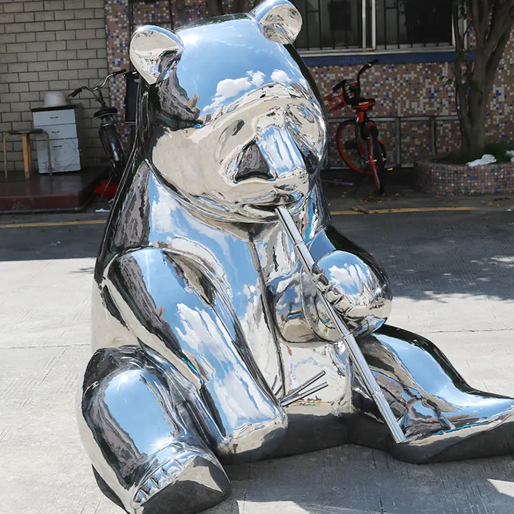Large stainless steel sculpture—Polar bear