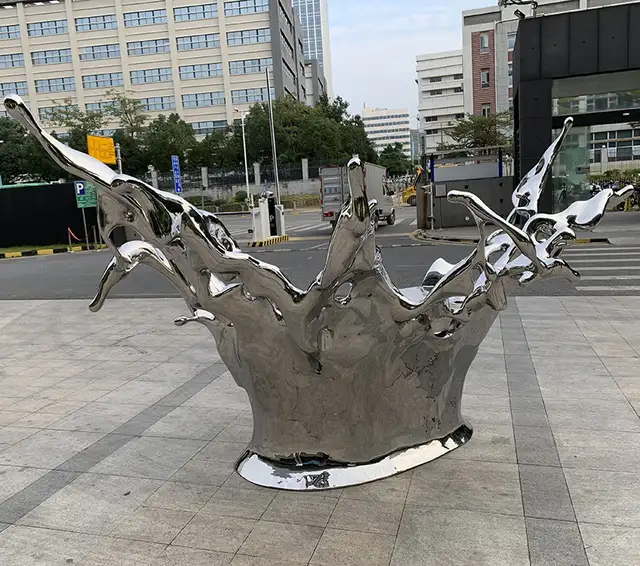 320cm Stainless steel root DJ office desk sculpture from the side