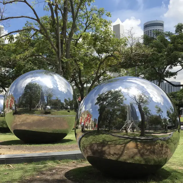 20 24 36 inch hollow metal sphere stainless steel Large outdoor garden ornament hollow sphere seen from another angle