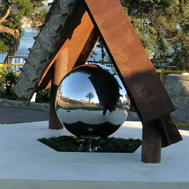 Large metal sphere Modern Stainless Steel Hollow Sphere Garden Sculpture for Outdoor Decoration