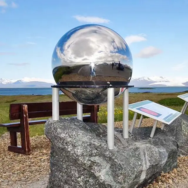 Metal Steel Sculpture Outdoor garden Decoration Stainless Steel Egg Sculpture seen from another angle