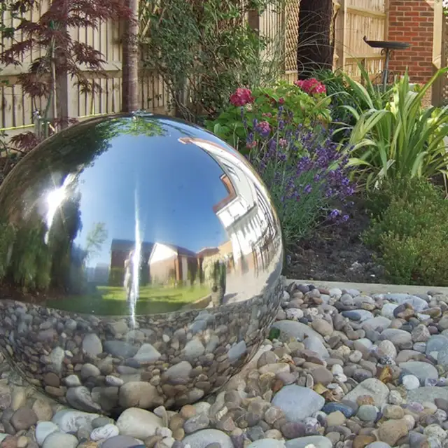 AISI304 316L stainless steel sphere/balls for garden floating stainless steel sphere for pond seen from another angle