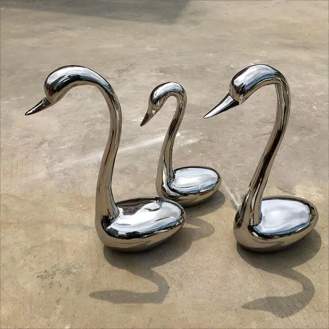 Large stainless steel sculpture—Swan seen from another angle